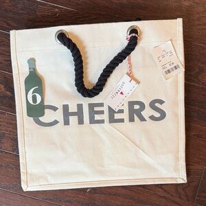 Queenwest Trading Co. Canvas Tote with 6 bottle wine holder!